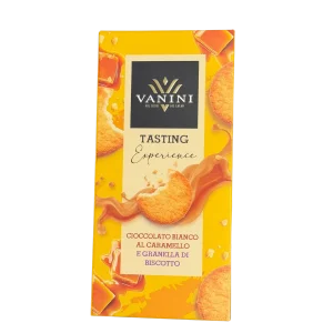 Vanini Tasting Experience – Cioccolato bianco al caramello e granella di biscotto